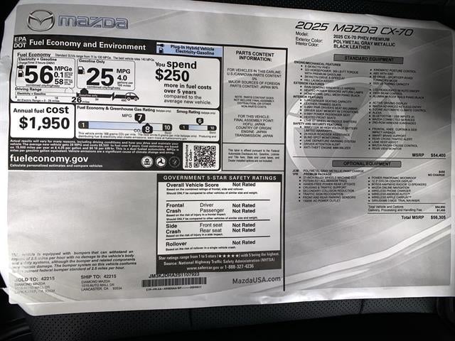 2025 Mazda Mazda CX-70 Plug-In Hybrid Premium AWD