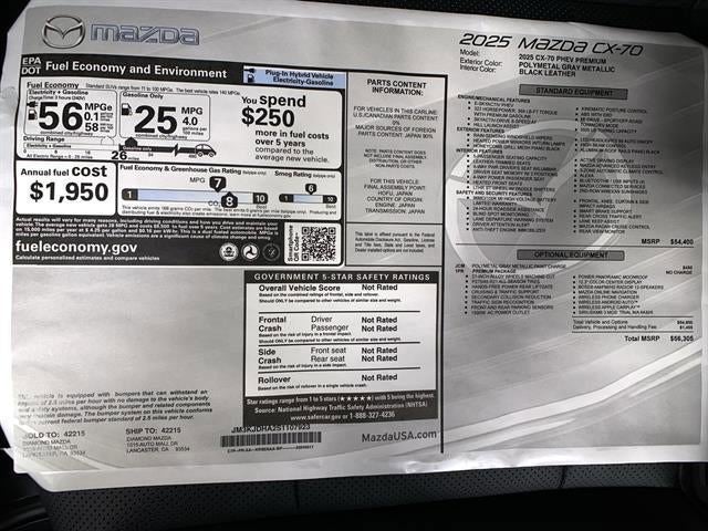 2025 Mazda Mazda CX-70 Plug-In Hybrid Premium AWD