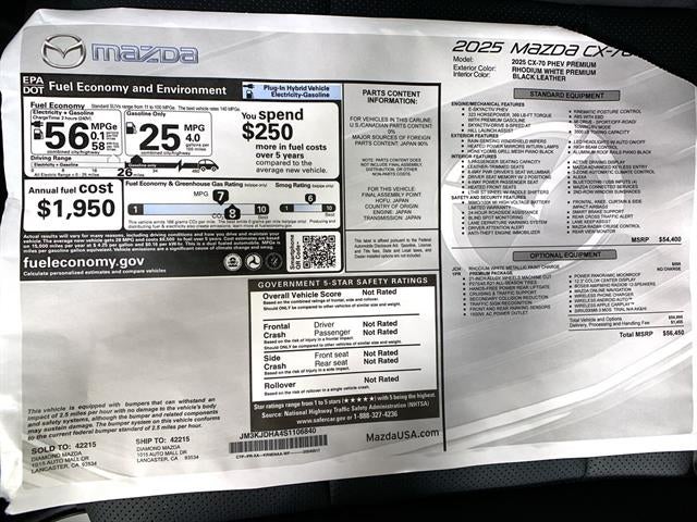 2025 Mazda Mazda CX-70 Plug-In Hybrid Premium AWD