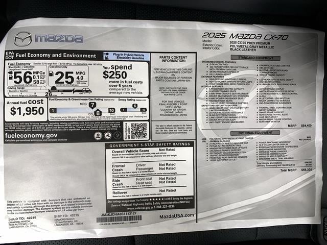 2025 Mazda Mazda CX-70 Plug-In Hybrid Premium AWD