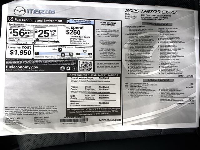 2025 Mazda Mazda CX-70 Plug-In Hybrid Premium Plus AWD