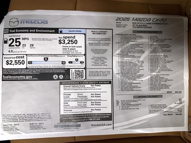 2025 Mazda Mazda CX-70 3.3 Turbo S Premium Plus AWD