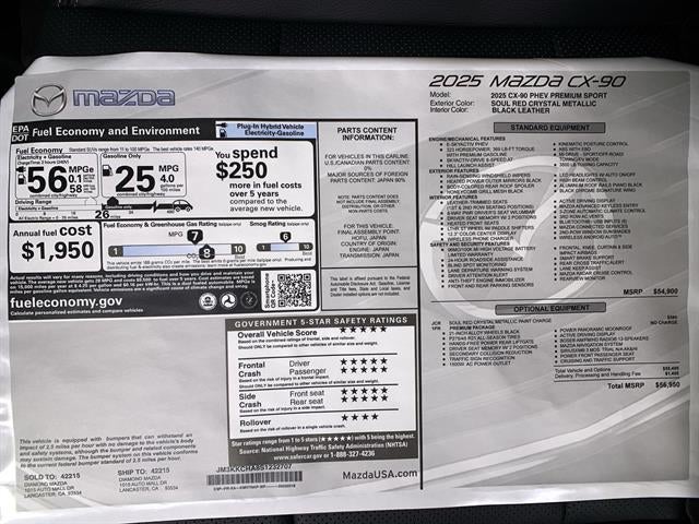 2025 Mazda Mazda CX-90 Plug-In Hybrid Premium Sport AWD