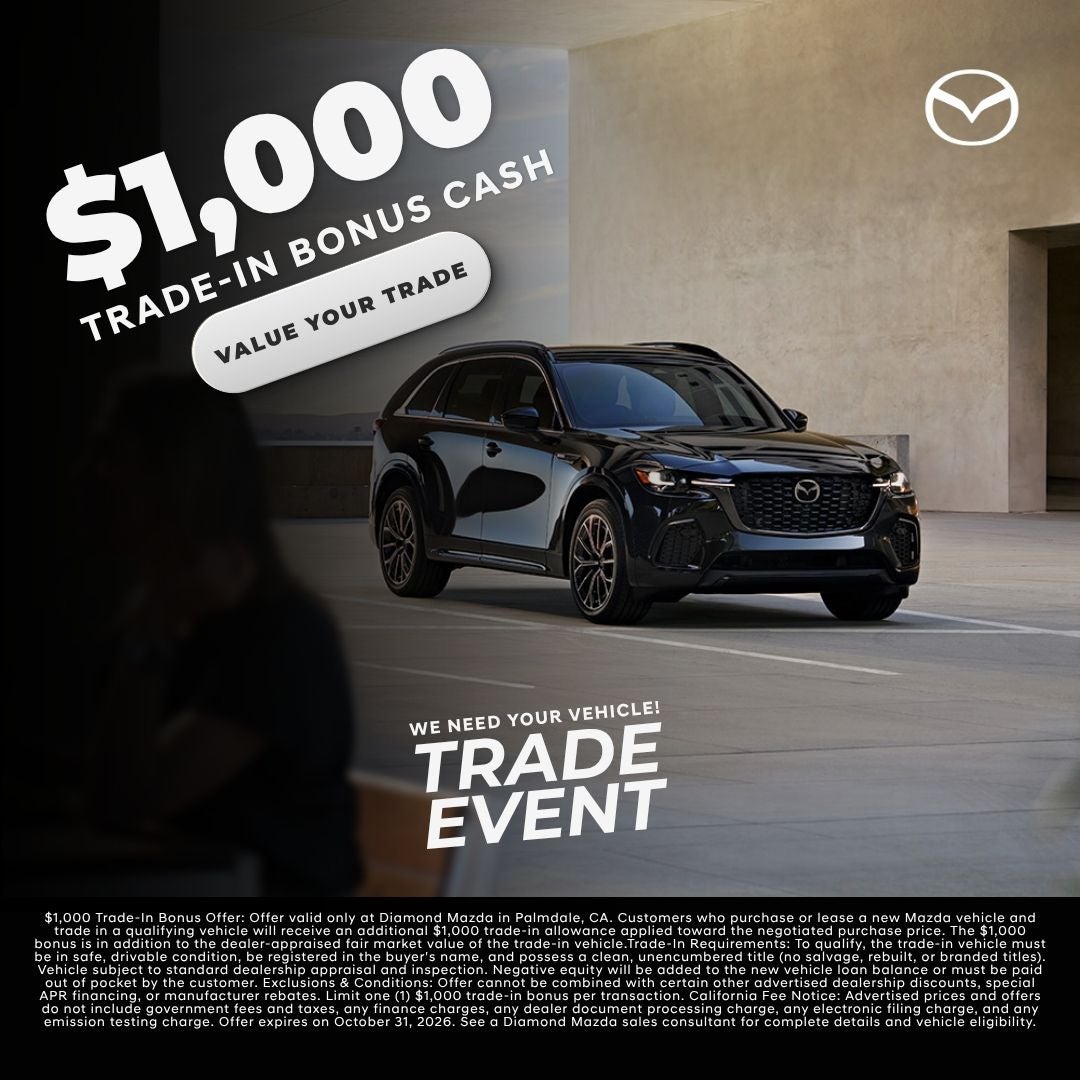 $1,000 Trade-In Bonus Offer: Offer valid only at Diamond Maz
